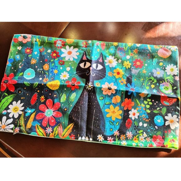 Black Cat Throw Pillow Covers 2 Decorative Cases Floral Decor Sofa Couch Accent - Picture 10 of 15